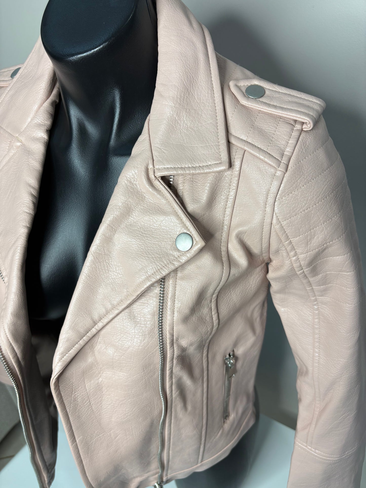 'Tilli' Pink Leather Jacket