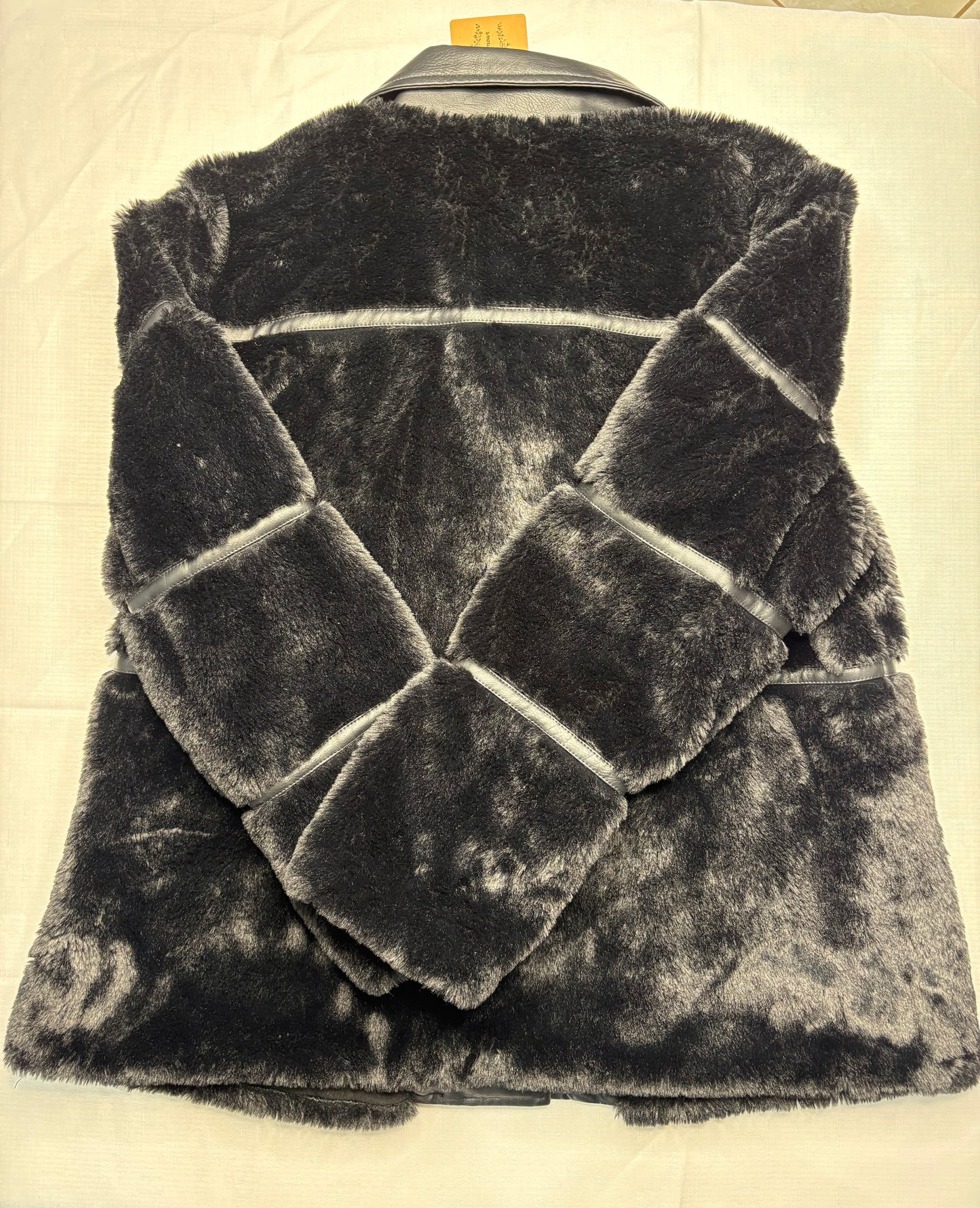 'You + All' Black Leather Fur Coat