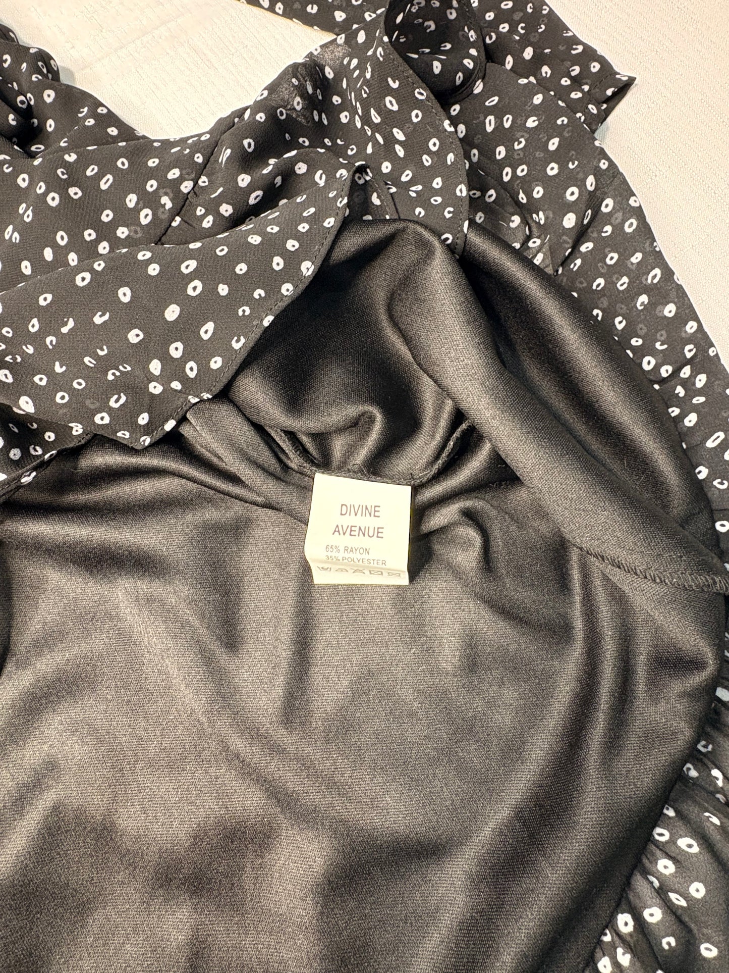 'Divine Avenue' Black Polka-Dot Print Skater Dress
