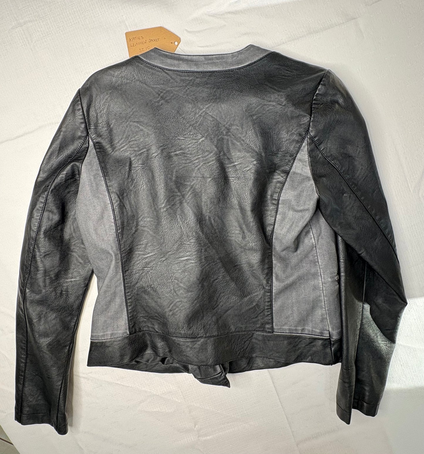 'Katies' Grey & Black Leather Jacket