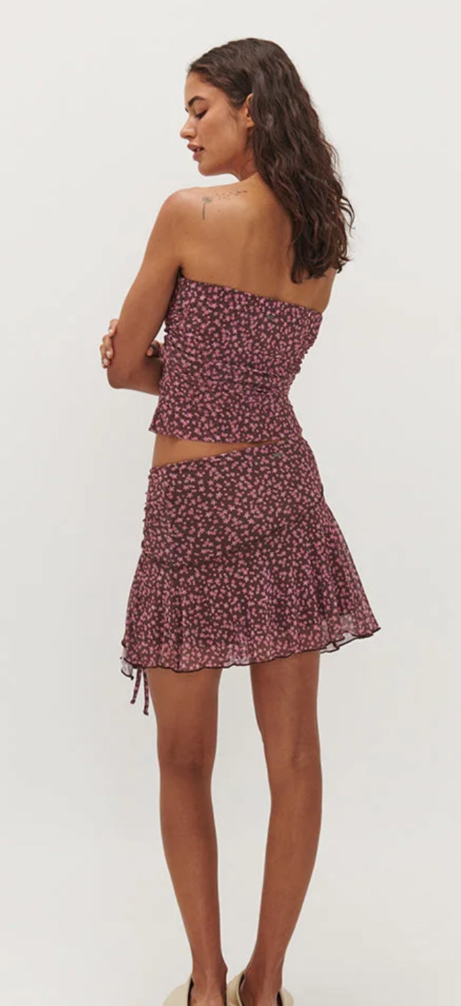 NEW 'Ghanda' 'Venus' Mesh Rouched Floral Y2K Mini Skirt