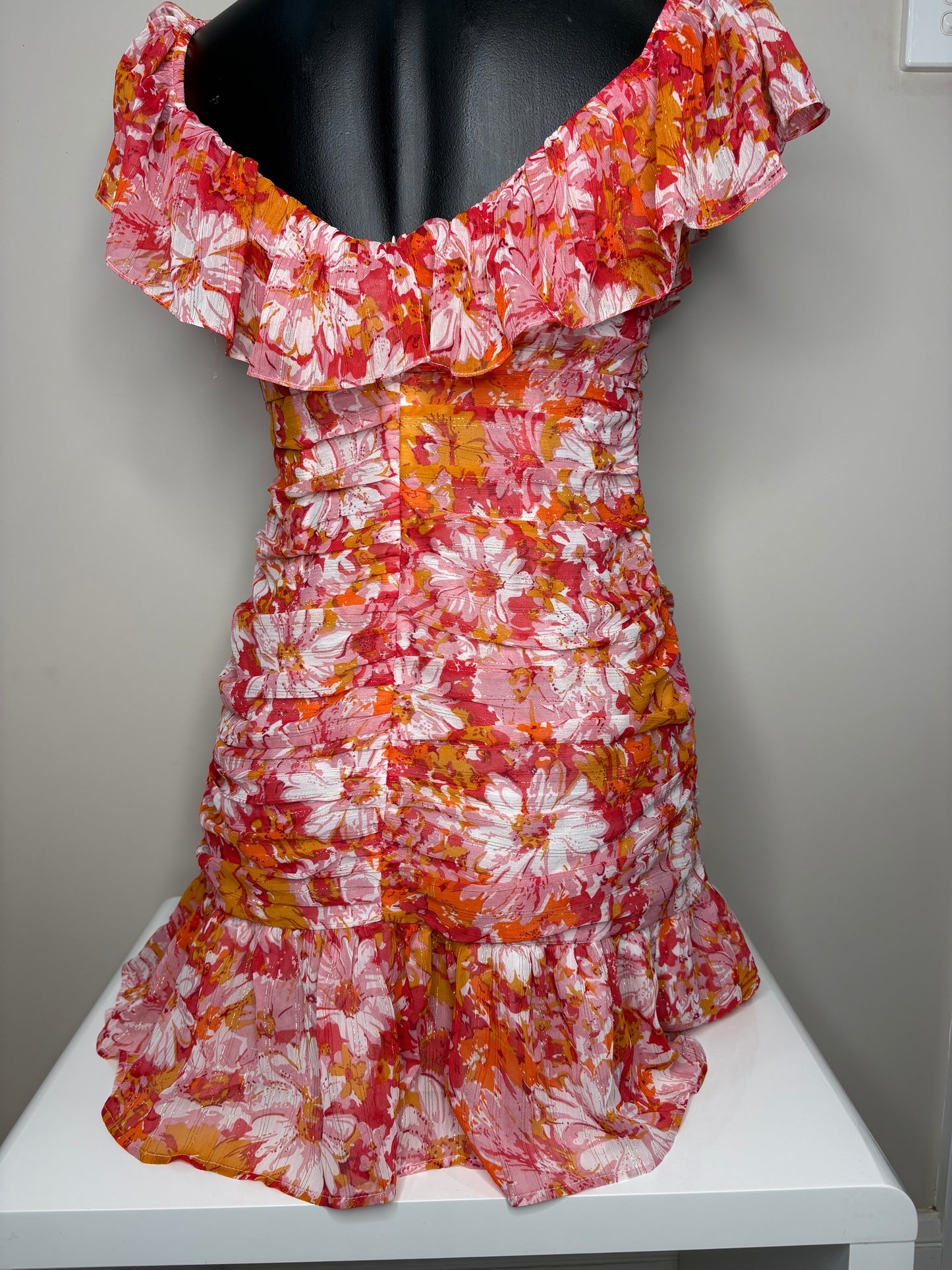 *NEW 'Hello Molly' Pink & Orange Ruffle Mini Dress