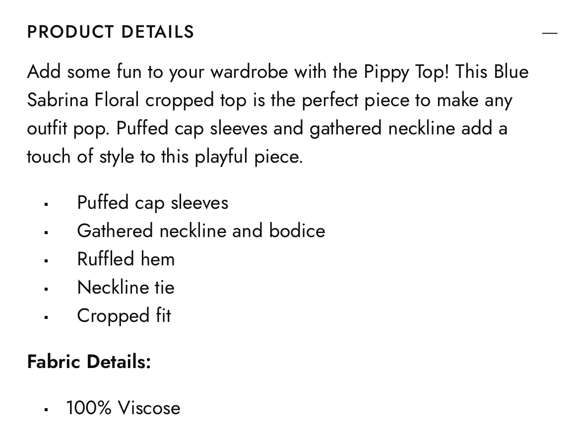 NEW 'Ghanda' 'Pippy' Sabrina Blue Floral Top