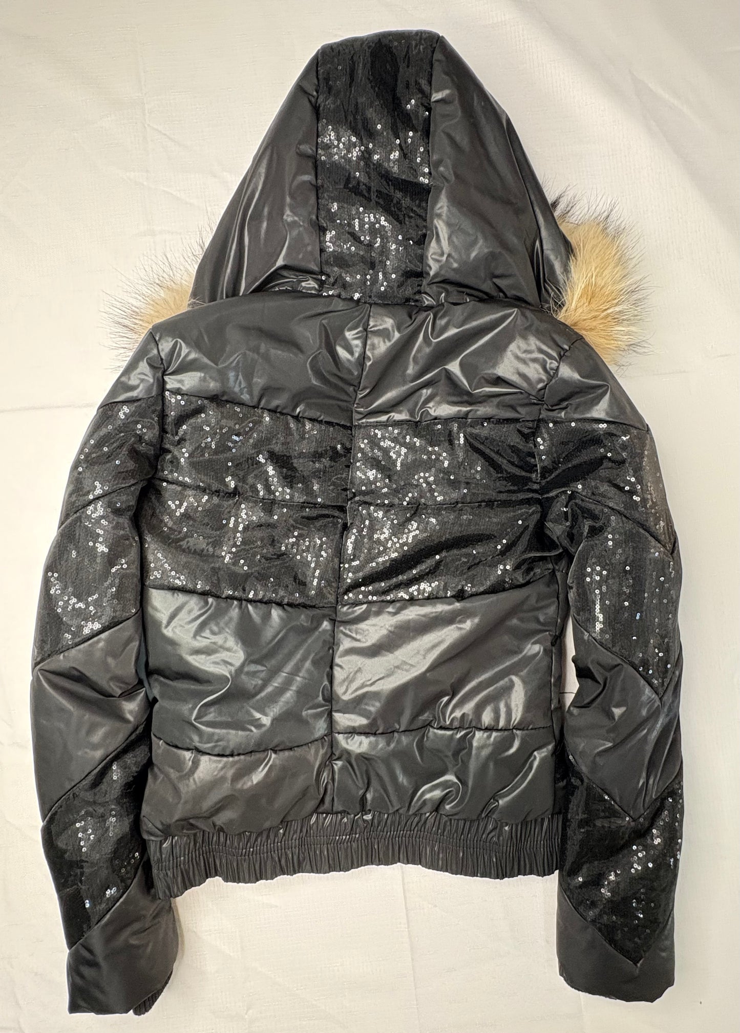 'Y-London' Black Sequin Puffer Jacket