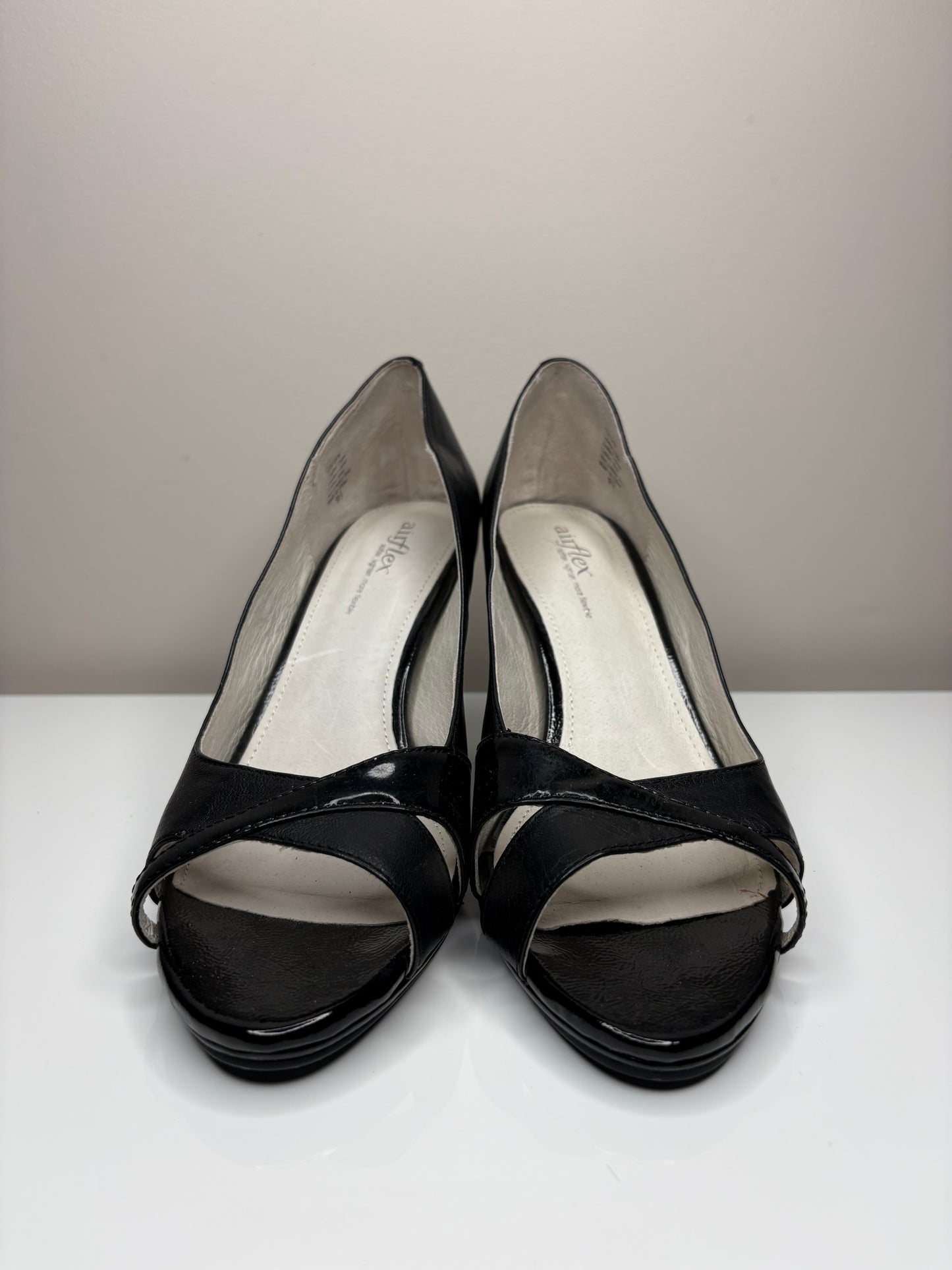 'Airflex' Black Leather Stiletto Shoes
