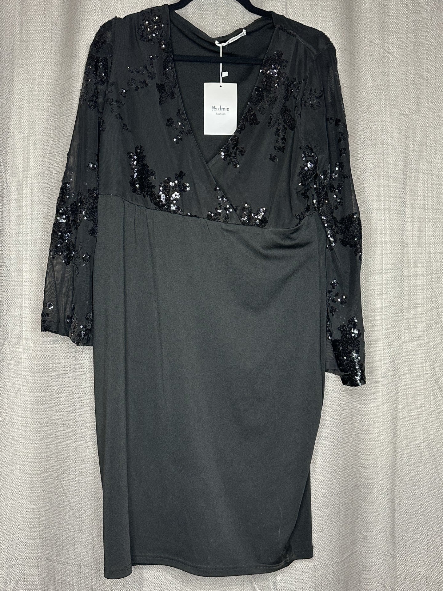 Black Stretchy dress with sequin sleeves