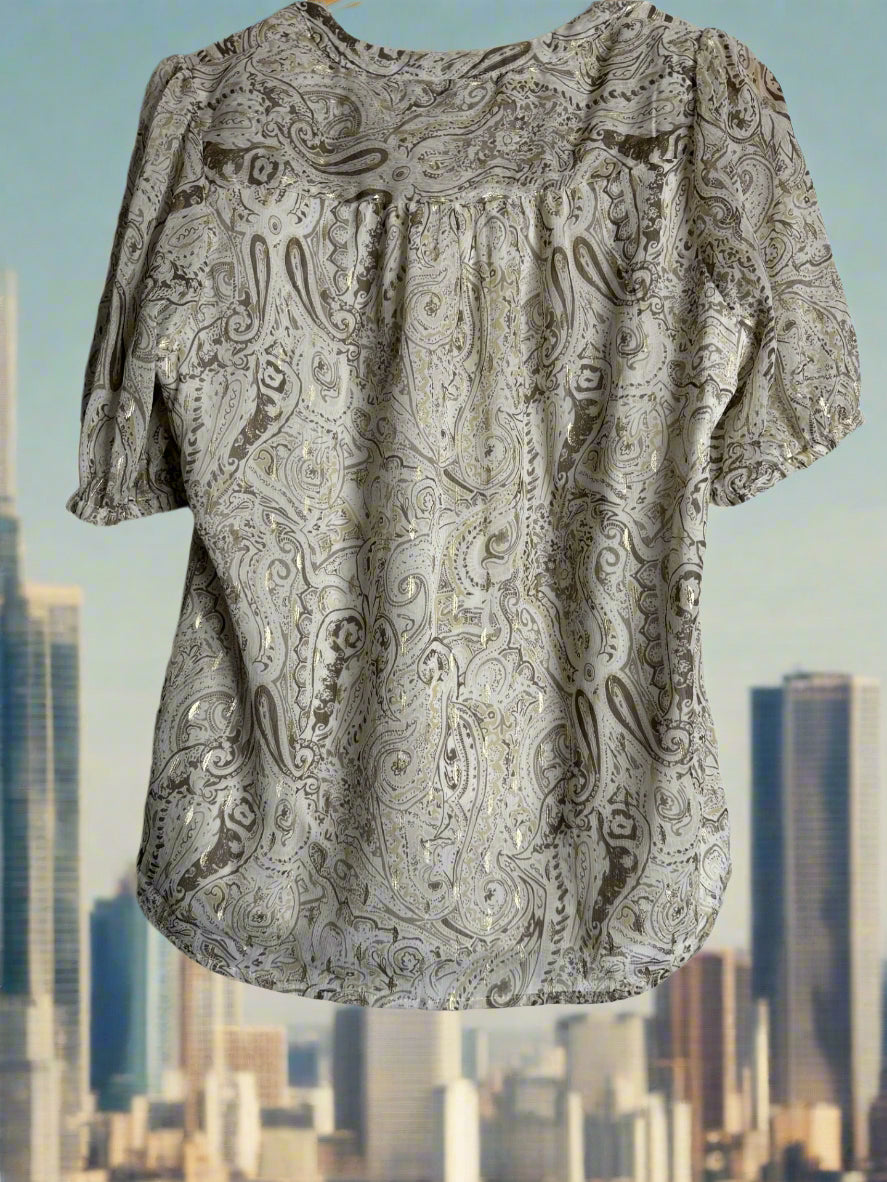 'Liz Jordan' White Paisley Blouse