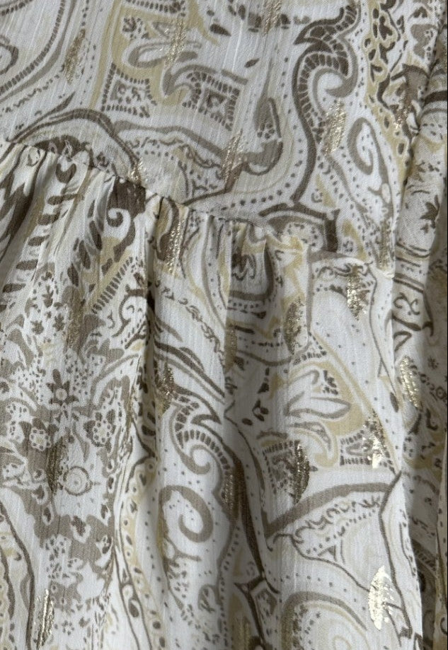 'Liz Jordan' White Paisley Blouse