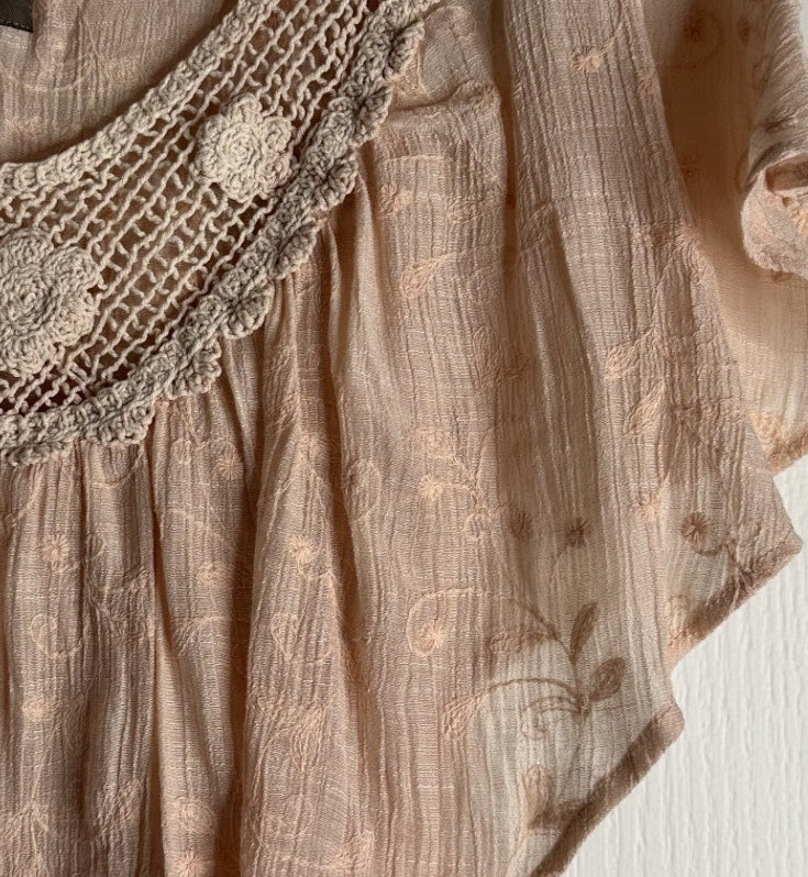 'Katies' Layered Baby Pink Lace Blouse