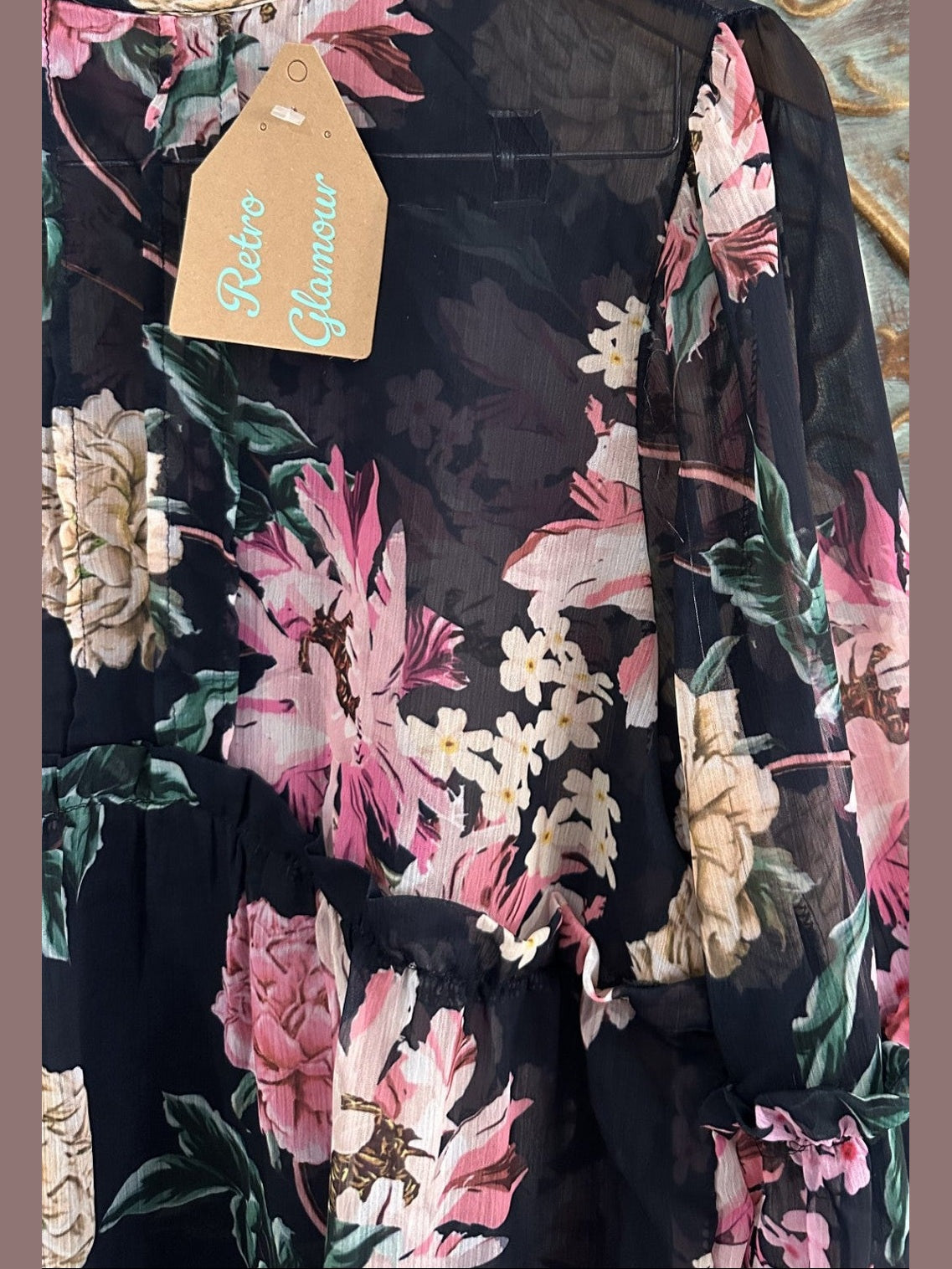'White Closet' Navy Floral Chiffon Dress