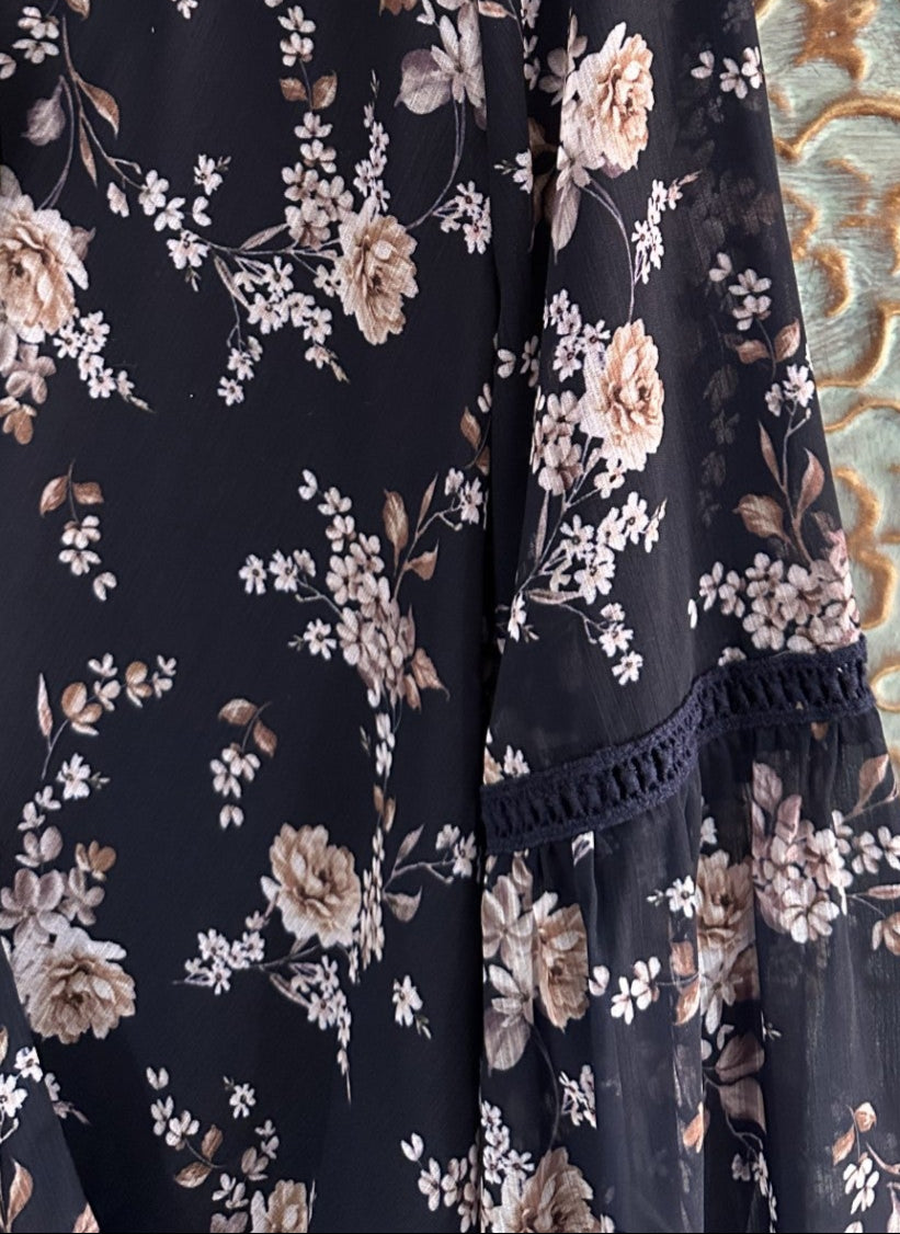 'Just Jeans' Navy Floral Cross-Over Blouse