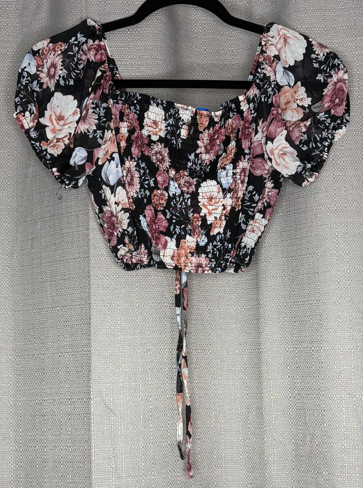'Valleygirl' Floral Print Shirred Blouse
