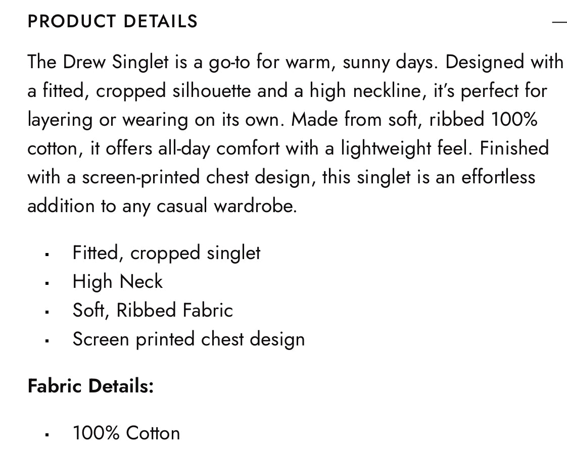 NEW 'Drew Singlet' Tank