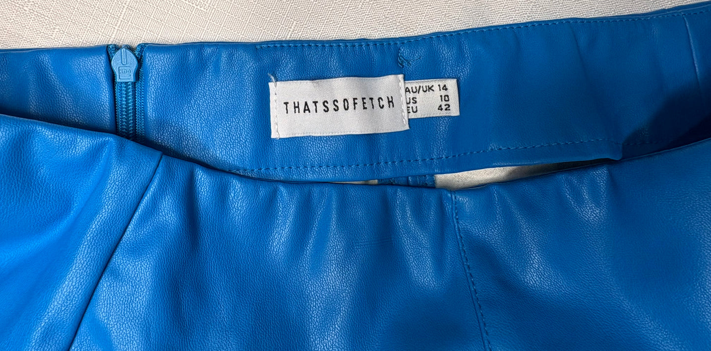 ‘That's So Fetch' Blue Leather Mini Skirt