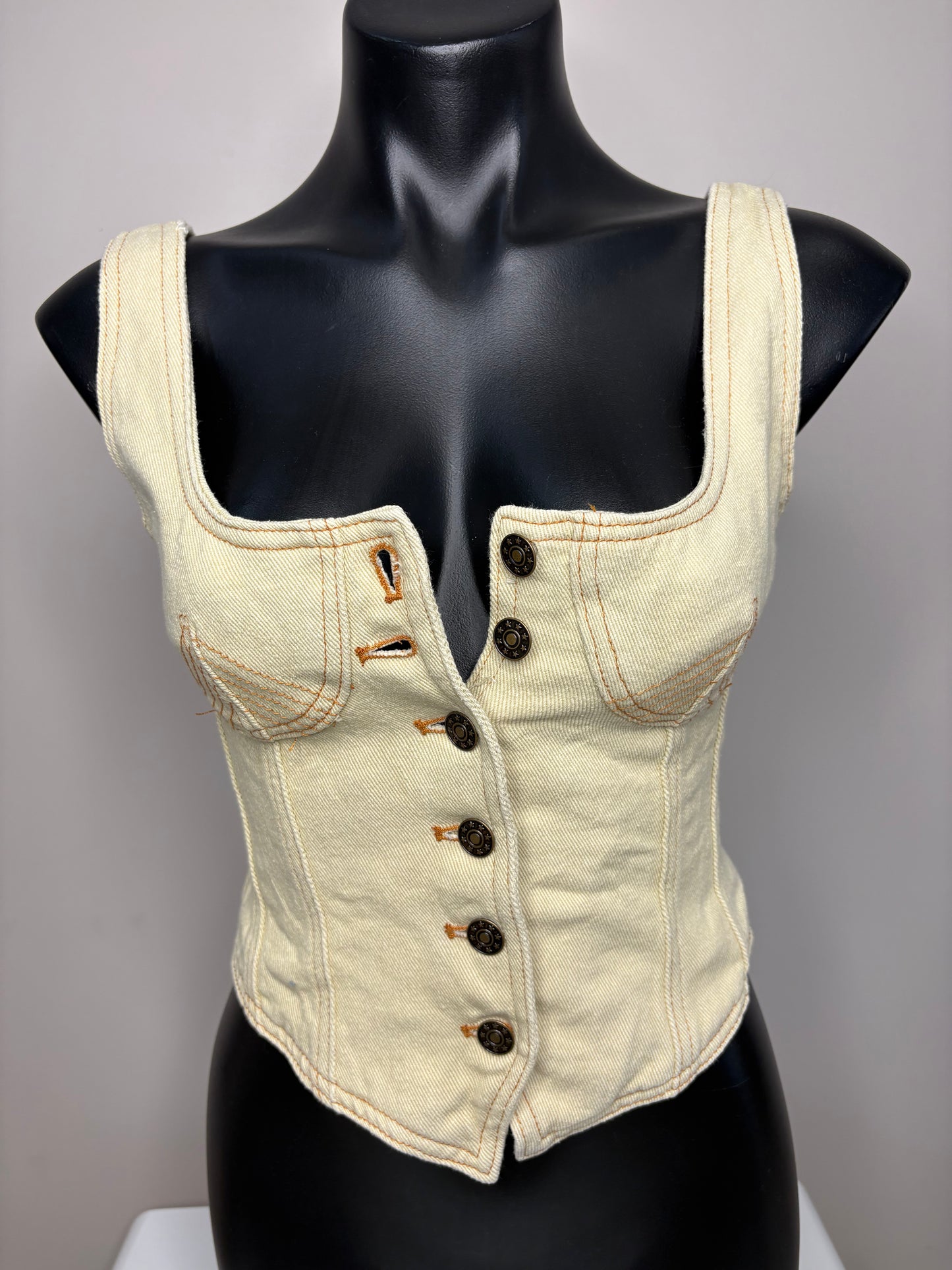 'Lioness' Yellow Denim Corset Top