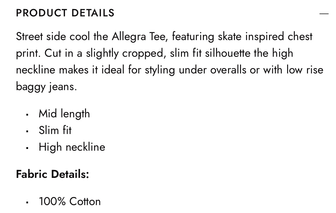 NEW Sunset Skater Crop 'Allegra' T-Shirt