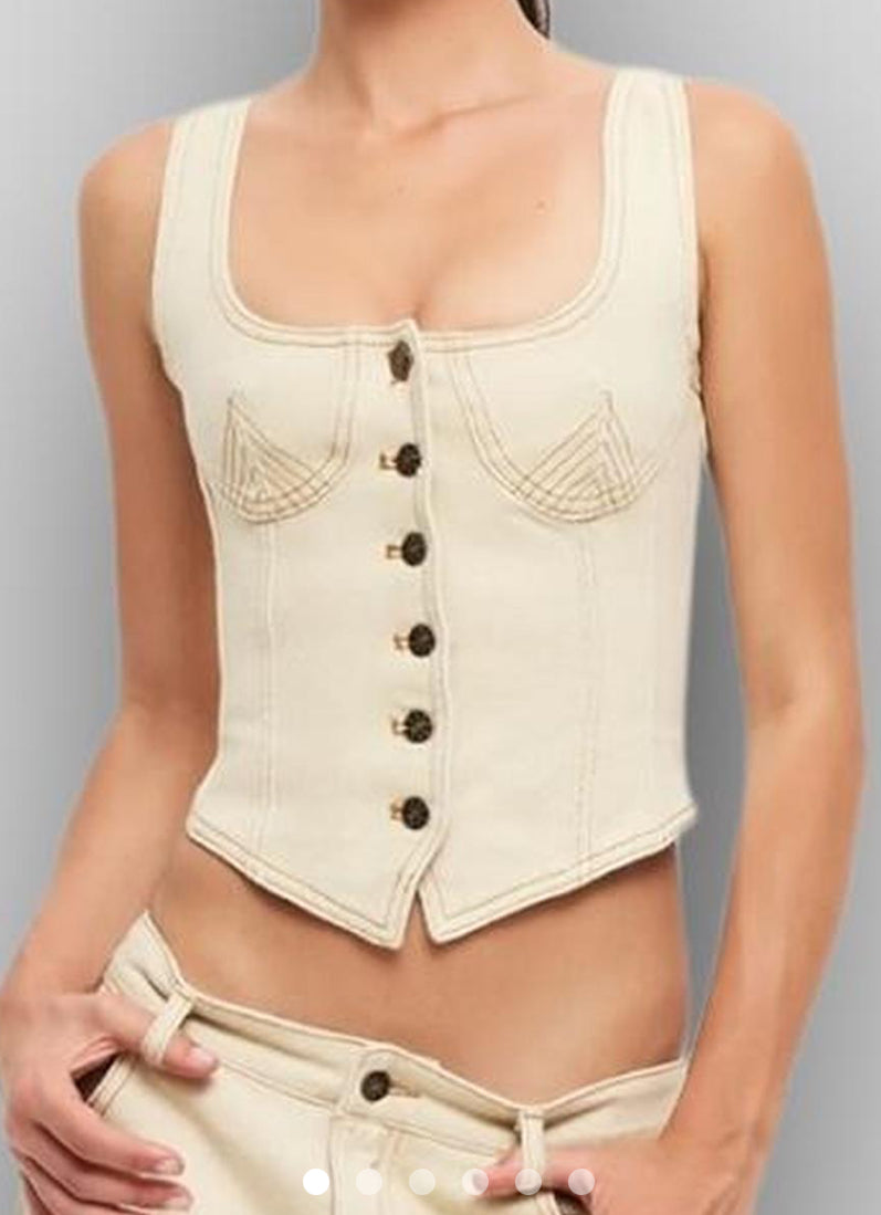 'Lioness' Yellow Denim Corset Top