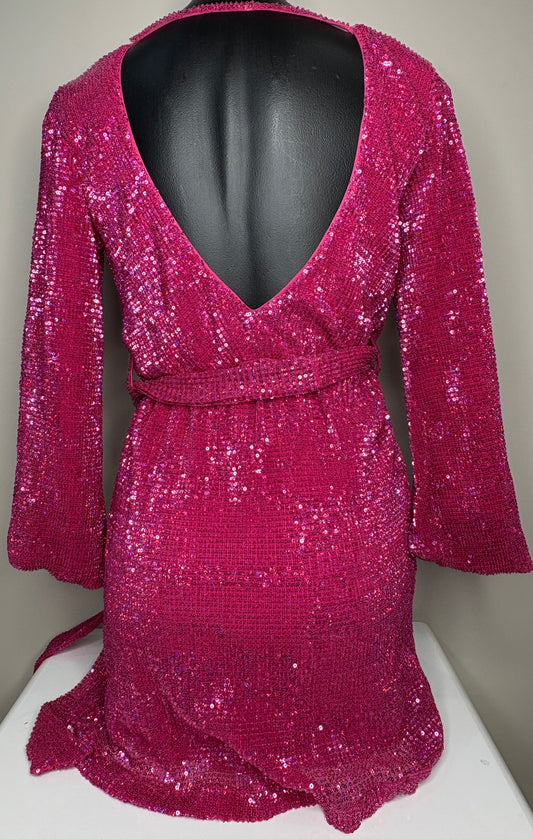 Hot Pink Sequin Dress - Party Glamour