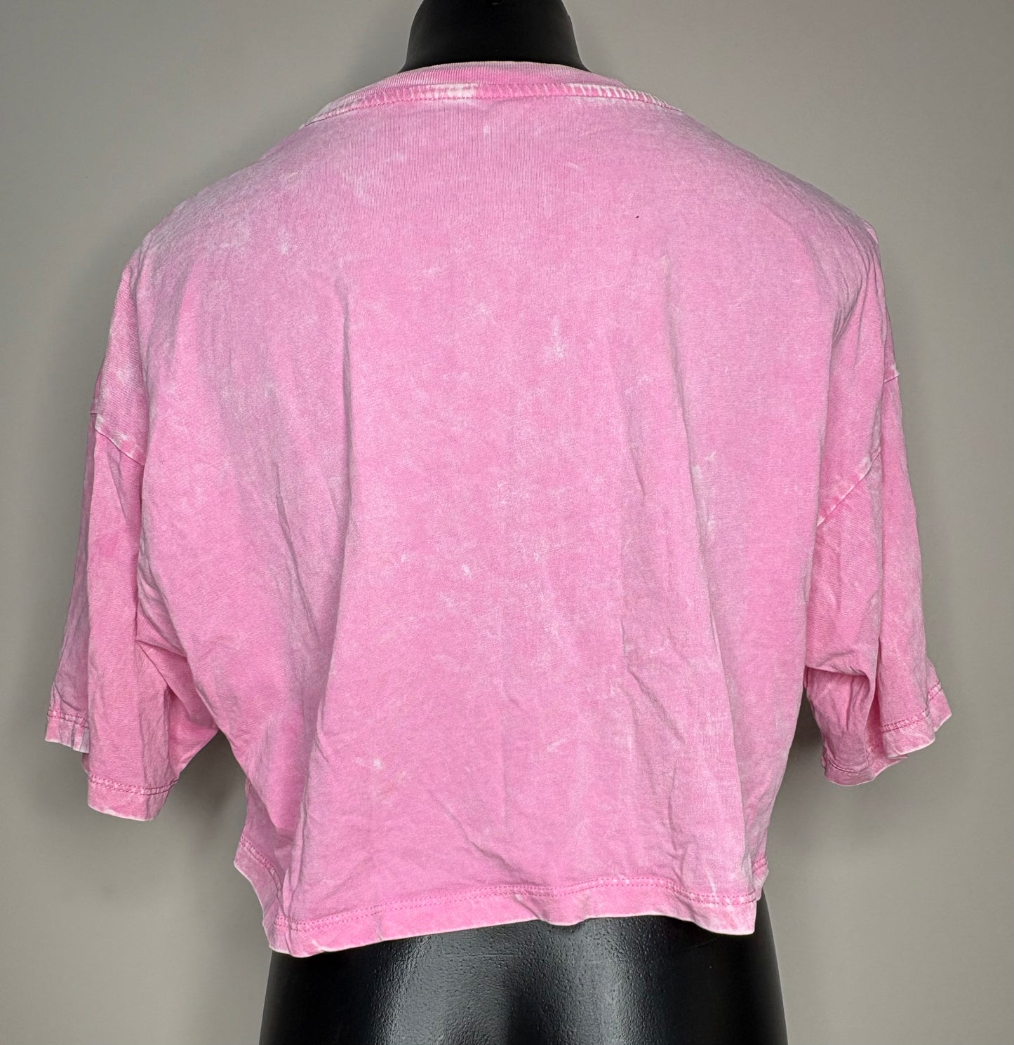 'Cotton On' American Cycles Pink Bleach Wash Printed Crop