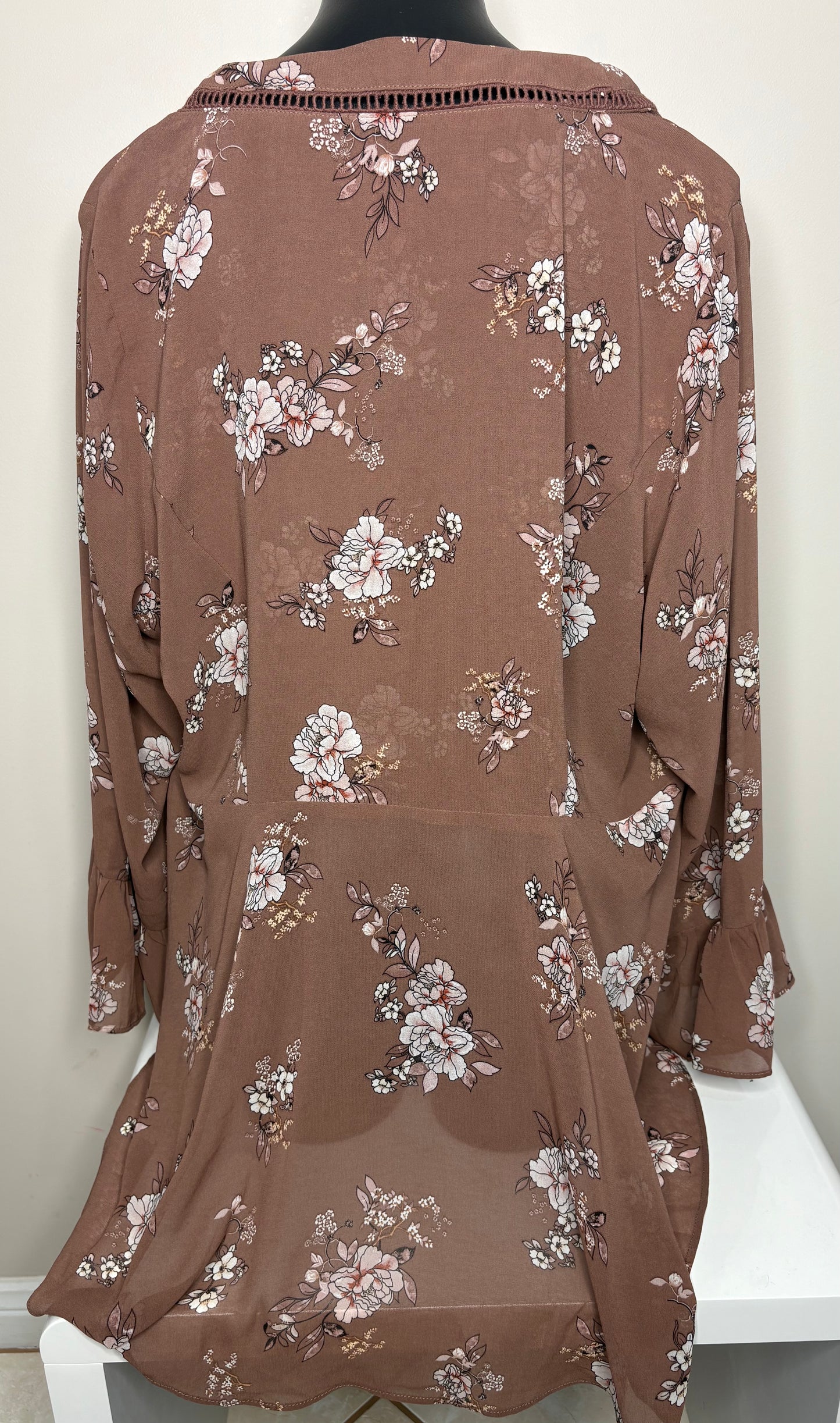 'City Chic' Brown Floral Print Blouse
