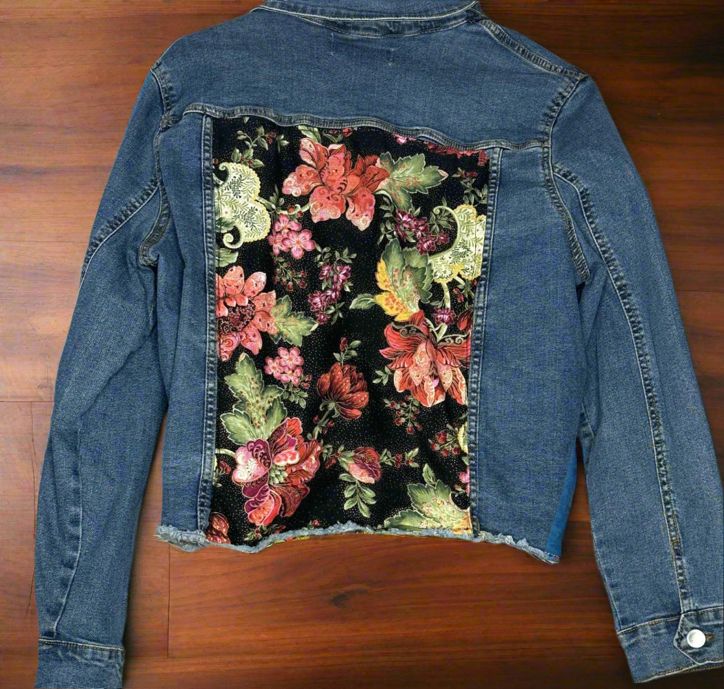 Floral Patchwork 'Crossroads' Denim Jacket