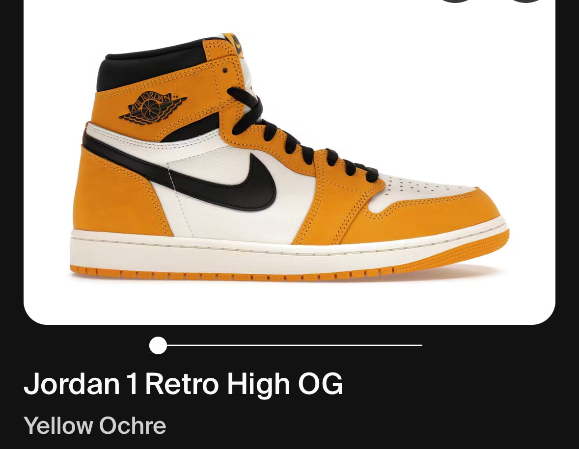 Nike Air Jordan 1 Retro High OG Yellow Ocre uk Sz 10