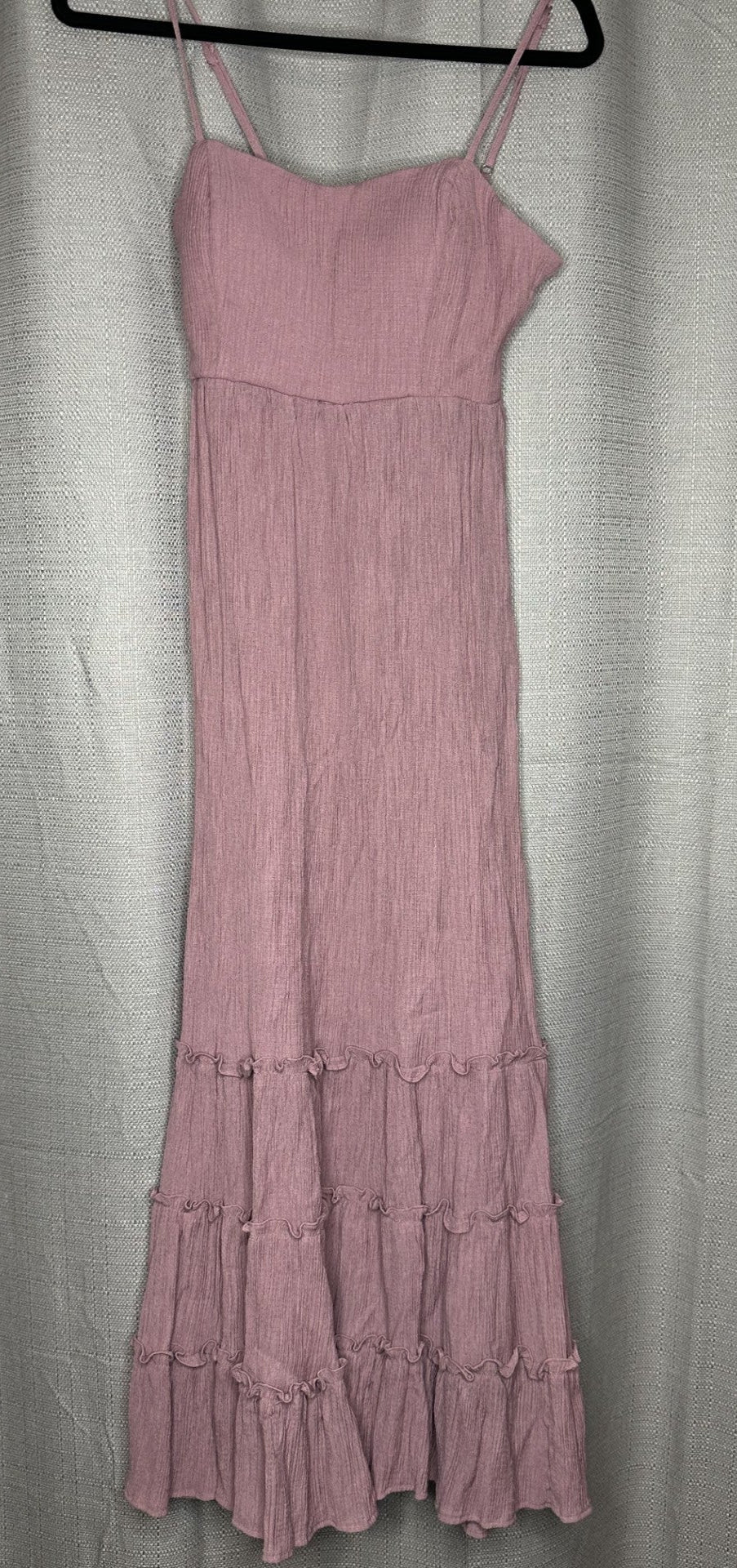 Pink with thin straps Long layered Dress