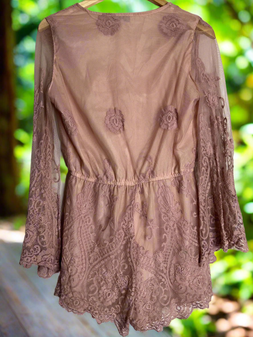 'Showpo' Pink Lace Playsuit