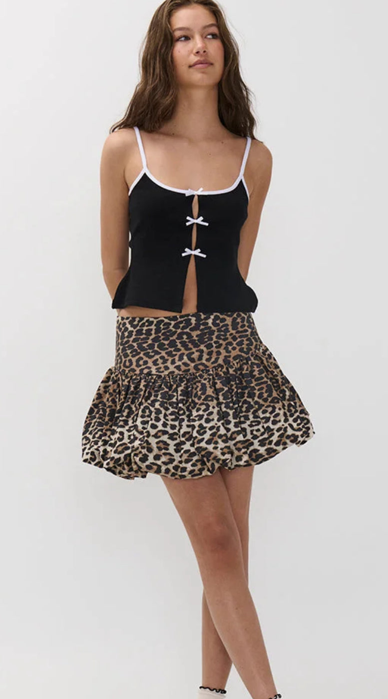 Quinn' Leopard Print Bubble Mini Skirt