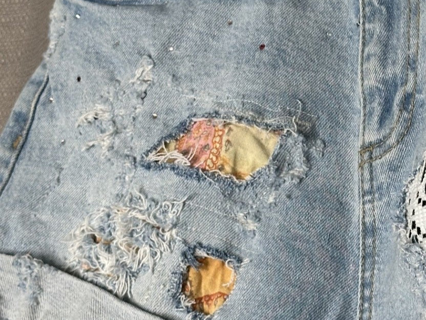 Pink & Orange Patchwork 'Cotton On' Denim Shorts