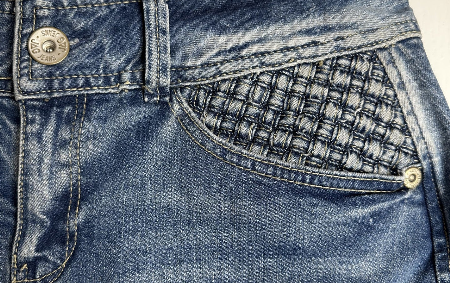 'JAG' Cross-Stitch Pocket Denim Skirt