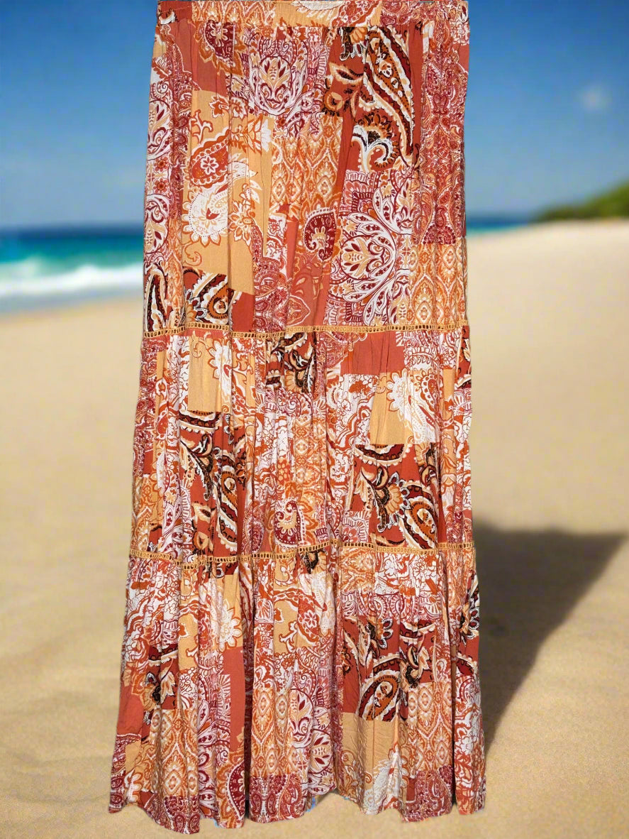 'Rockmans' Apricot Maxi Skirt