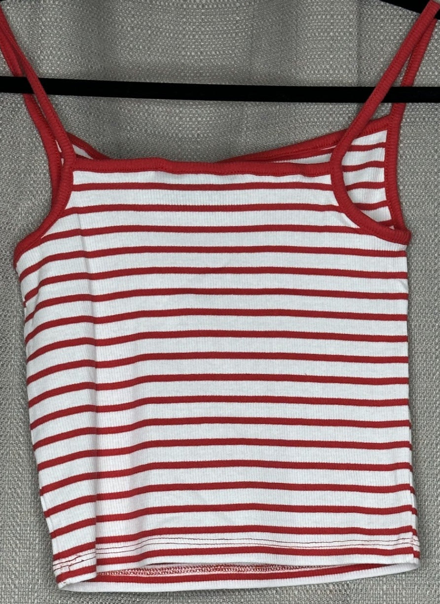 *NEW 'Jay Jays' Red Stripe Crop Tank
