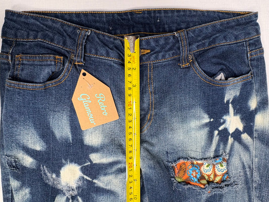 Tie Dyed Upcycled Patchwork Jeans - Sustainable Boho