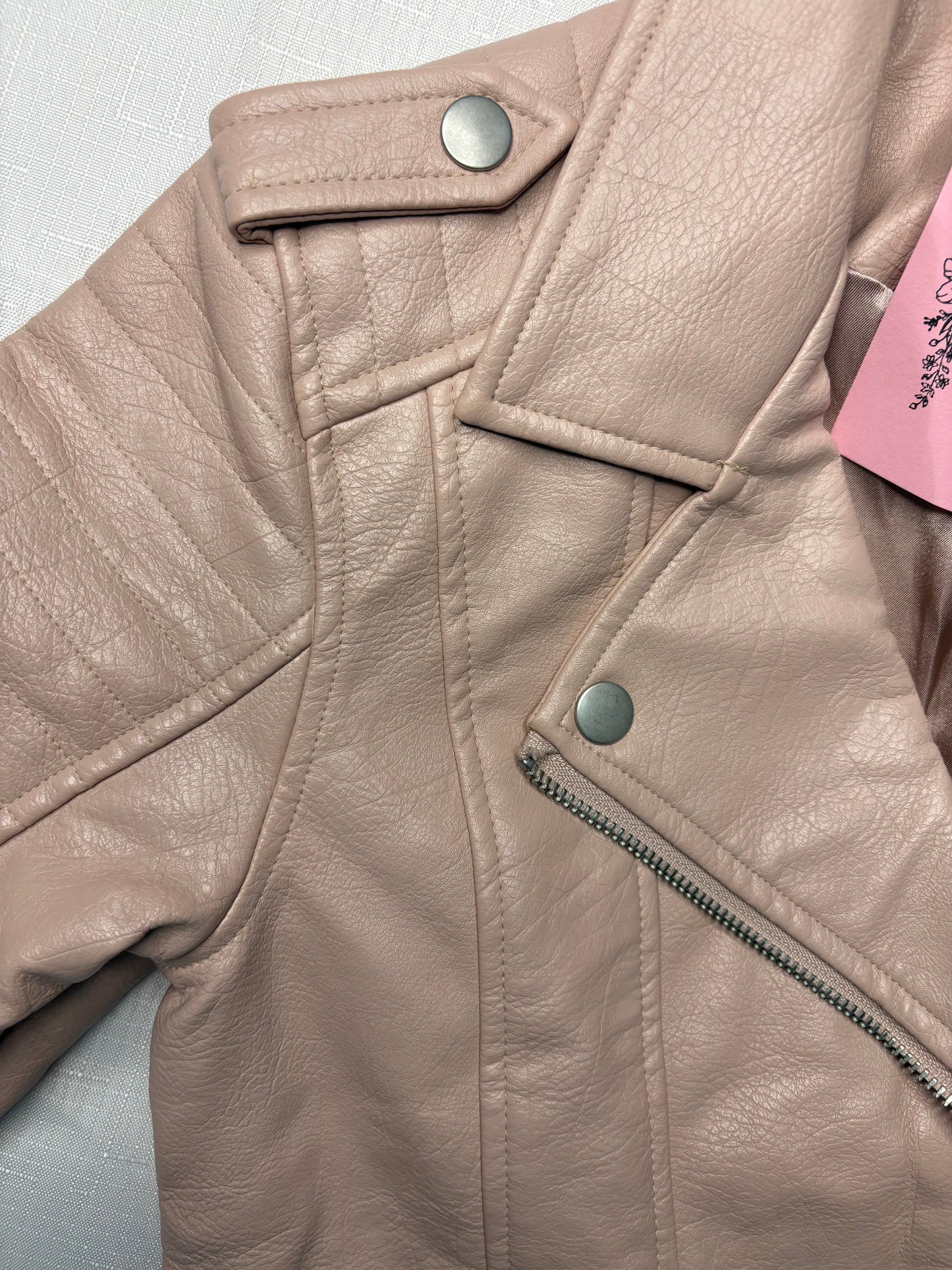 'Tilii' Pink Leather Jacket