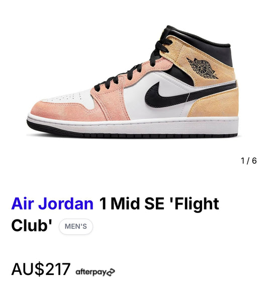 Air Jordan 1 mid SE Flight Club sz uk10
