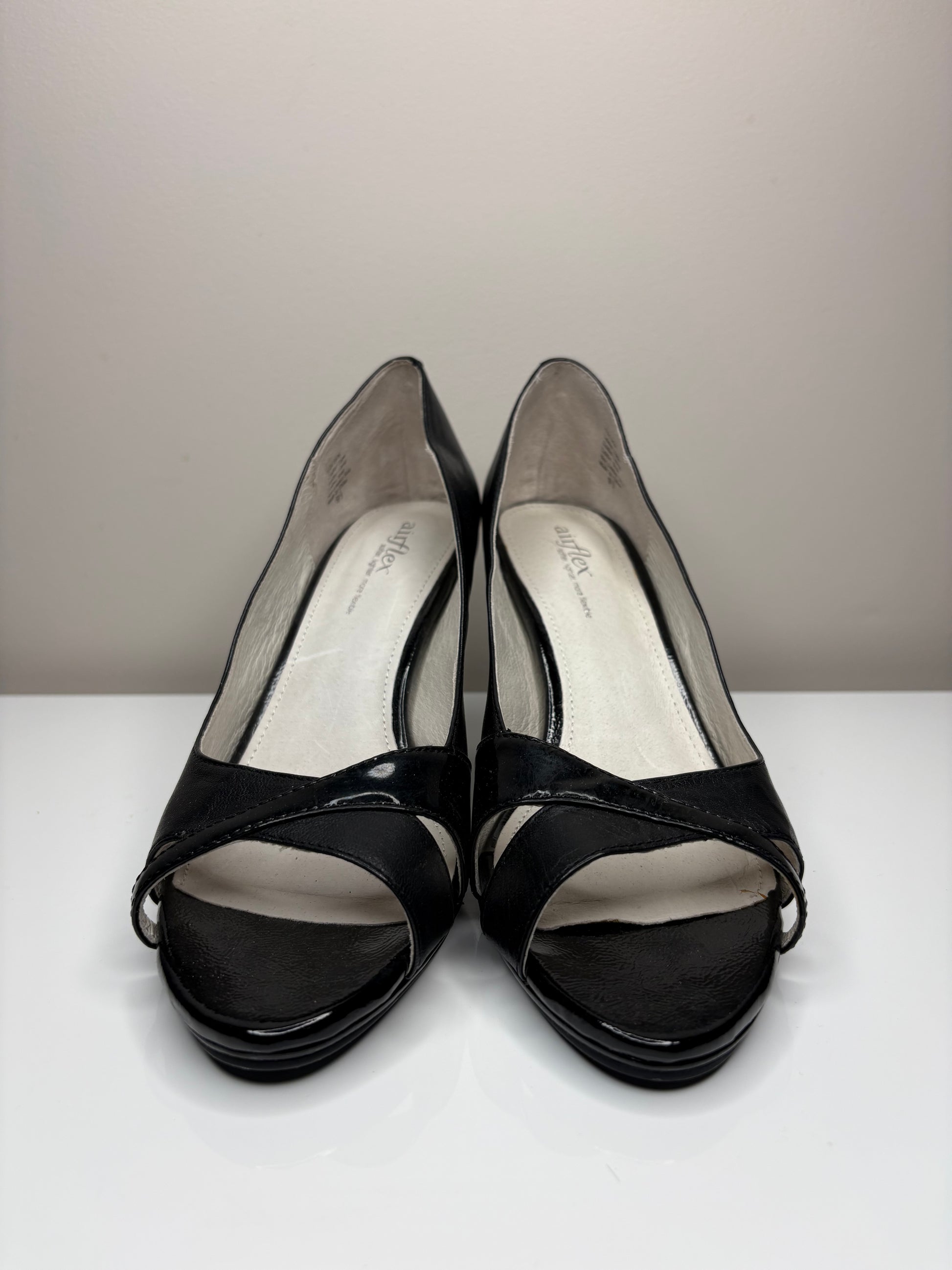'Airflex' Black Leather Stiletto Shoes