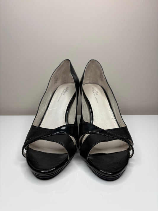 'Airflex' Black Leather Stiletto Shoes