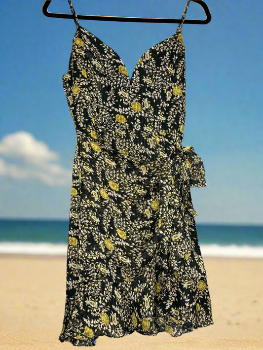 'Ally Fashion' Black & Yellow Wrap Dress