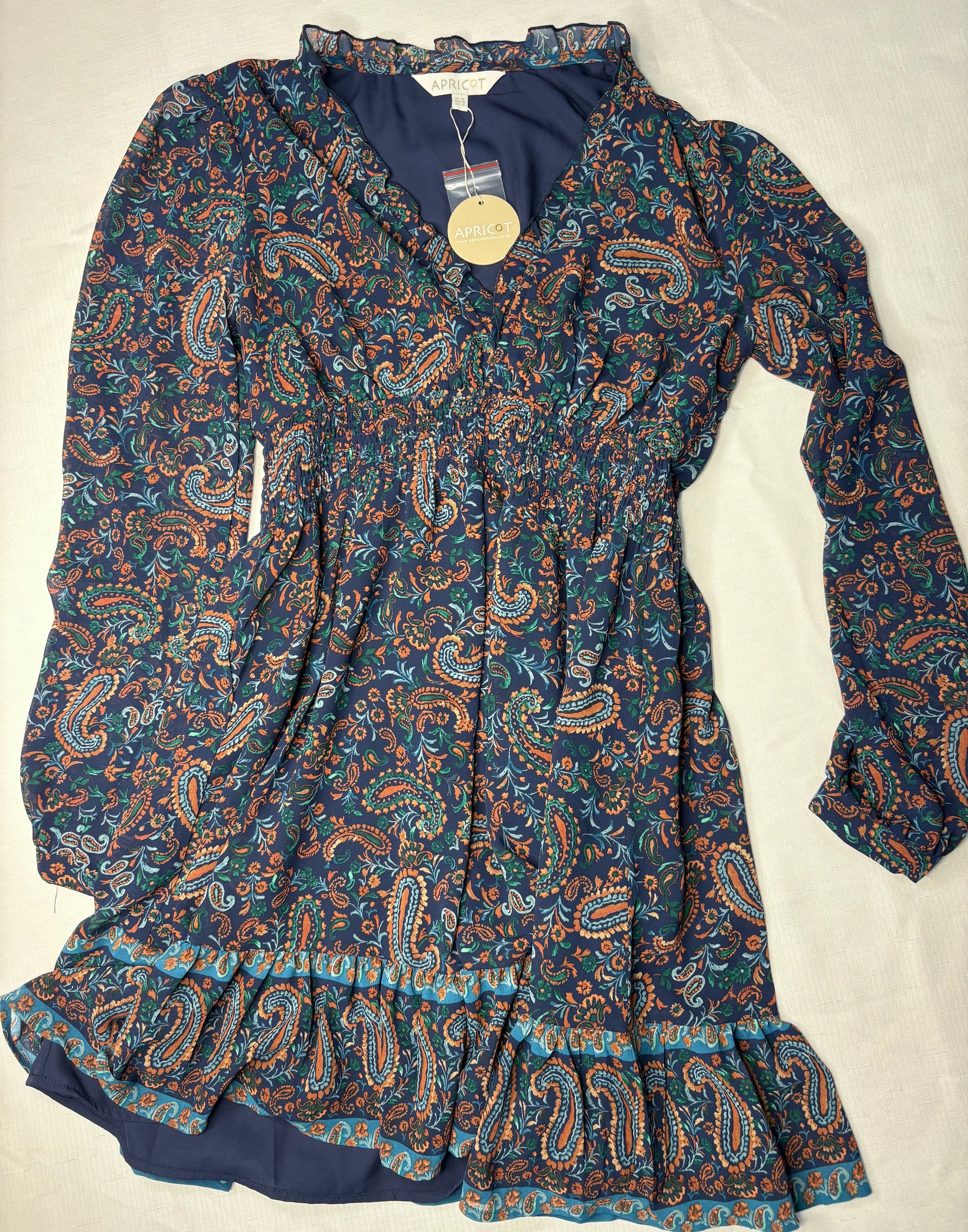 Apricot Brand Dress Navy Floral Skater Dress Sz 12