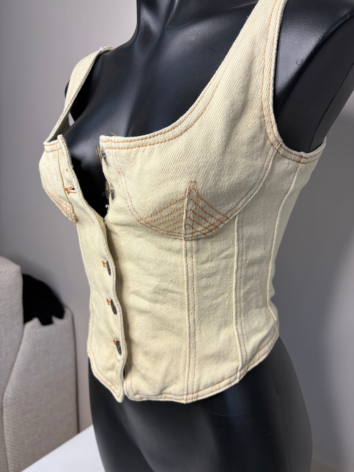 'Lioness' Yellow Denim Corset Top