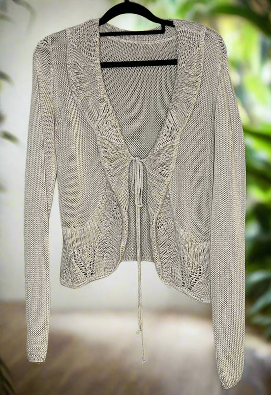 Beige Bell Sleeve Cardigan