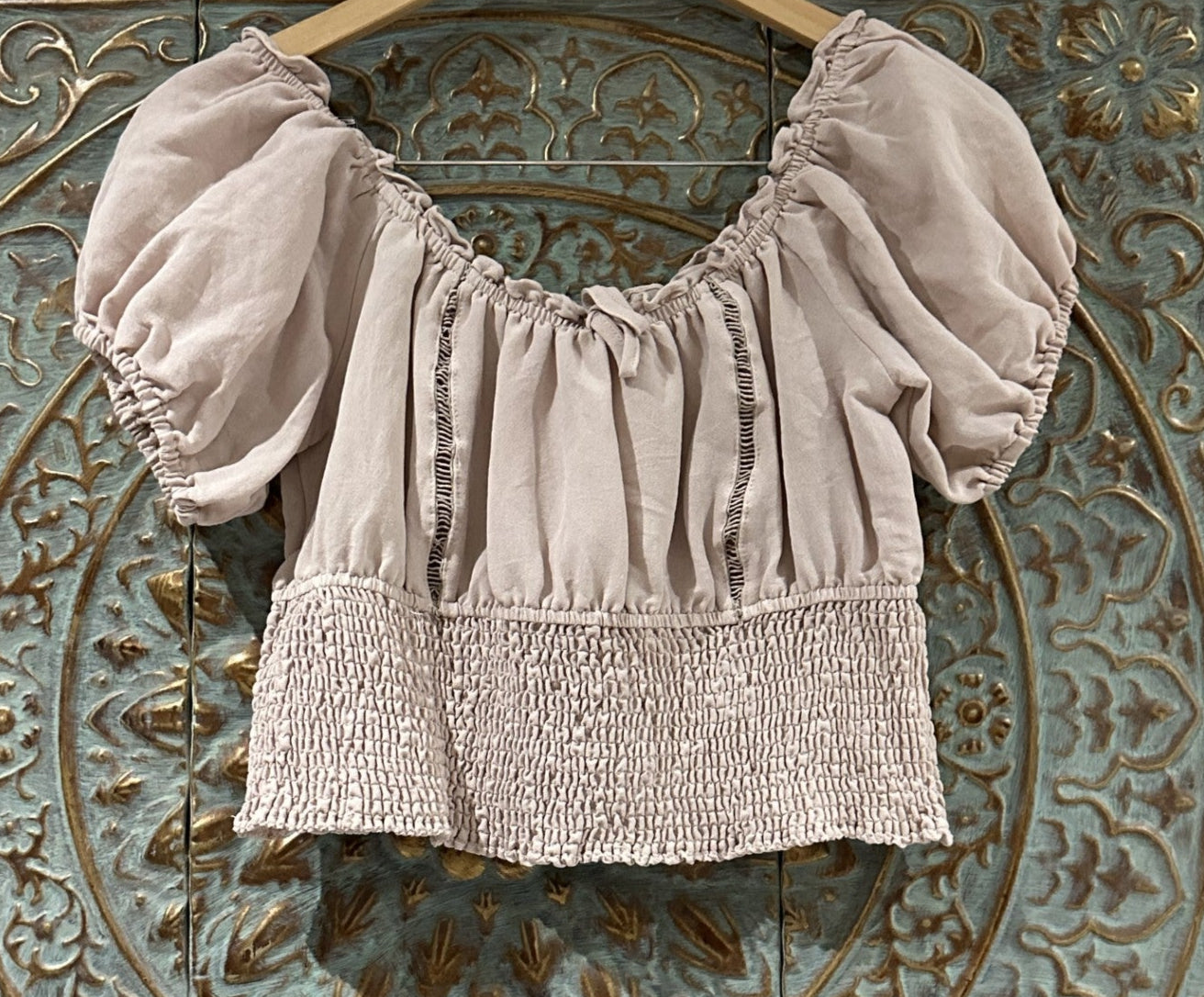 Beige Off-Shoulder 'Valley Girl' Blouse