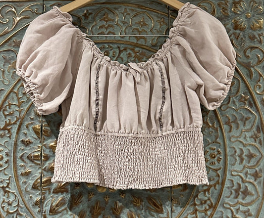 Beige Off-Shoulder 'Valley Girl' Blouse