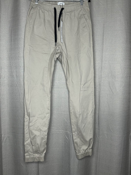 Beige pants with drawstring waist & elasticated cuffs