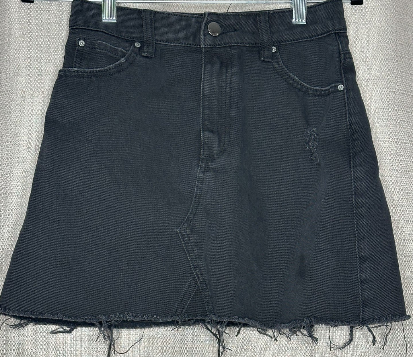 Billabong Distressed Black Denim Skirt