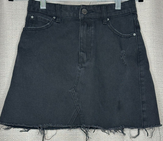 Billabong Distressed Black Denim Skirt