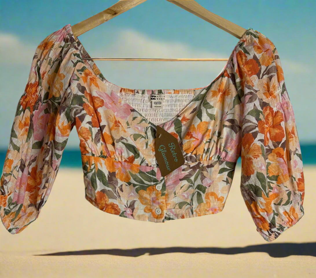 'Billabong' Tropical Off-Shoulder Blouse