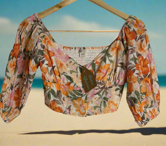 'Billabong' Tropical Off-Shoulder Blouse