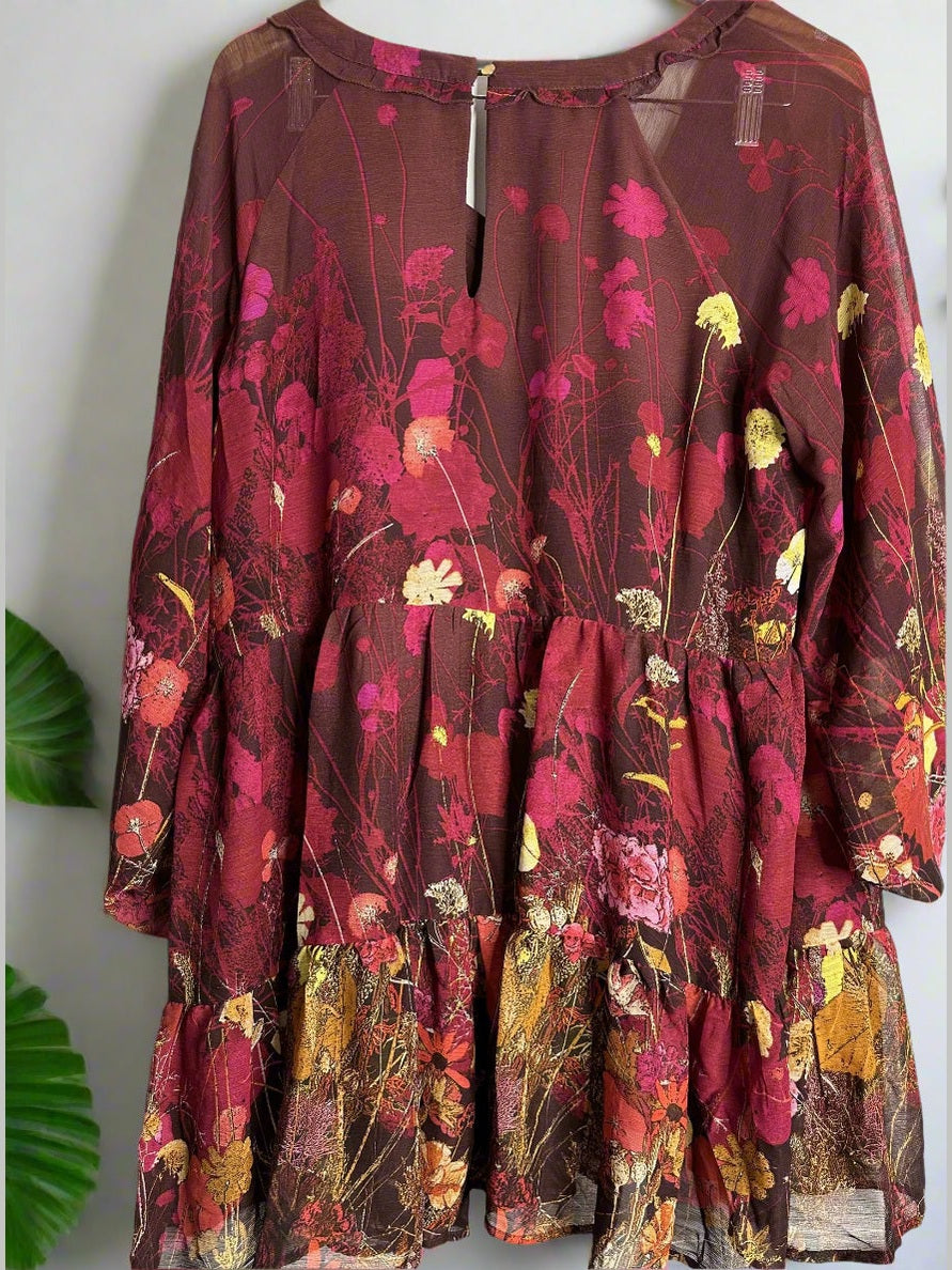 *NEW 'Anna York Collection' Burgundy Floral Blouse